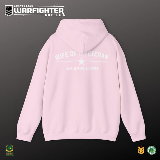 Wife of a Veteran Hoodie — Pink Military Support Pullover - Australian Warfighters Coffee