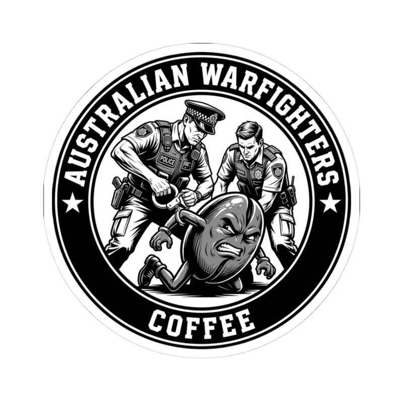 Australian Warfighters Coffee Sticker — Military Morale Kiss-Cut Decal