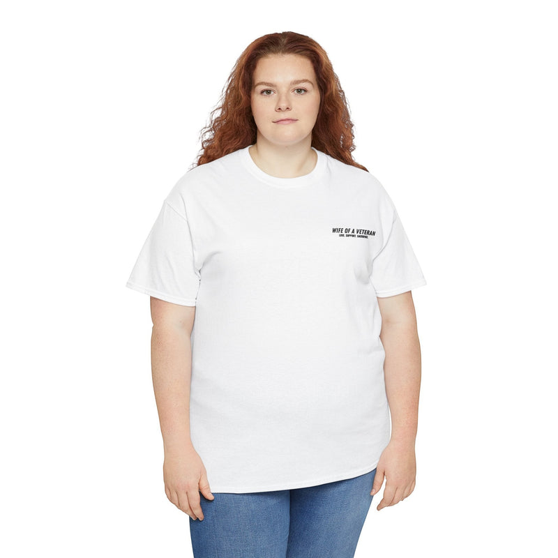 Wife of a Veteran T-Shirt — 'Love. Support. Sacrifice.' Military Boots Tribute Tee - Australian Warfighters Coffee