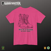 Wife of a Veteran T-Shirt — 'Love. Support. Sacrifice.' Military Boots Tribute Tee - Australian Warfighters Coffee
