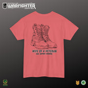 Wife of a Veteran T-Shirt — 'Love. Support. Sacrifice.' Military Boots Tribute Tee - Australian Warfighters Coffee