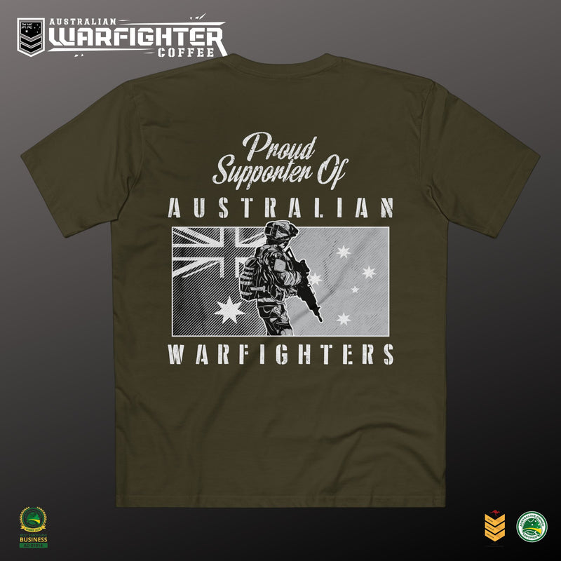 Australian Warfighter Supporter Tee | Military Tribute T-Shirt, Veteran Shirt, Patriotic Apparel, Coffee Lover Gift, Australia Day Clothing