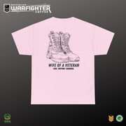 Wife of a Veteran T-Shirt — 'Love. Support. Sacrifice.' Military Boots Tribute Tee - Australian Warfighters Coffee
