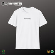 Australian Warfighters Coffee white crew-neck t-shirt with small chest logo and large Apache helicopter graphic on back.