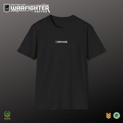 Australian Warfighters Coffee black crew-neck t-shirt with small chest logo and large Apache helicopter graphic on back.