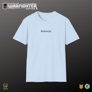 Australian Warfighters Coffee light blue 100% cotton crew-neck t-shirt with small chest logo and large back graphic of Apache helicopter.