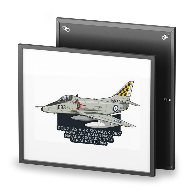 Australian Warfighters Coffee Douglas A-4K Skyhawk '883' framed matte poster print with white matboard and black Perspex frame.