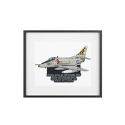 Australian Warfighters Coffee framed matte poster of a grey Douglas A-4K Skyhawk aircraft with '883' and Royal Australian Navy markings.