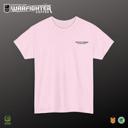 Australian Warfighters Coffee pink 100% cotton t-shirt with 'Wife of a Veteran' and 'Love. Support. Sacrifice.' text.