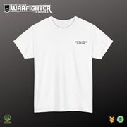 Australian Warfighters Coffee white 100% cotton t-shirt with 'Wife of a Veteran' and military boots graphic.